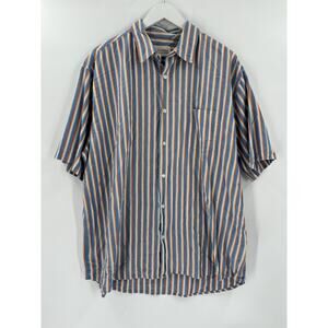 Falls Creek Vintage Button Down Shirt Mens XL Blue White Vertical Striped Casual